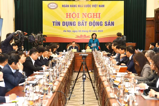 Hội nghị tín dụng bất động sản do Ngân hàng Nhà nước tổ chức sáng 8/2 (Ảnh: SBV)