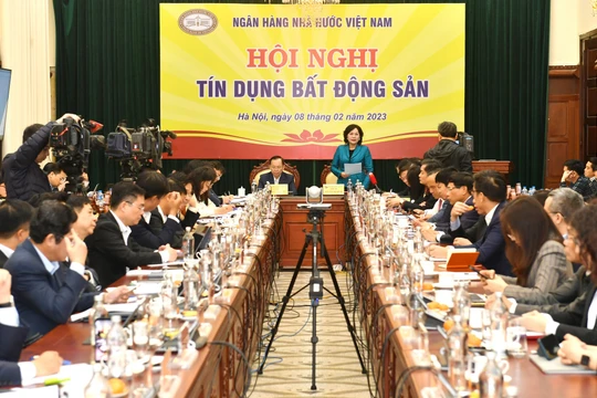 Hội nghị tín dụng bất động sản do Ngân hàng Nhà nước tổ chức sáng 8/2 (Ảnh: SBV)