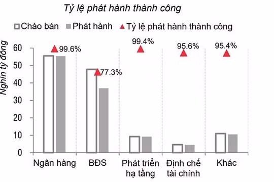 Ngân hàng là lĩnh vực có tỷ lệ phát hành trái phiếu thành công cao nhất. Nguồn: SSI