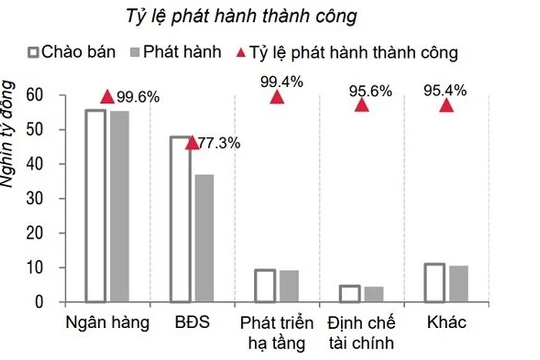 Ngân hàng là lĩnh vực có tỷ lệ phát hành trái phiếu thành công cao nhất. Nguồn: SSI