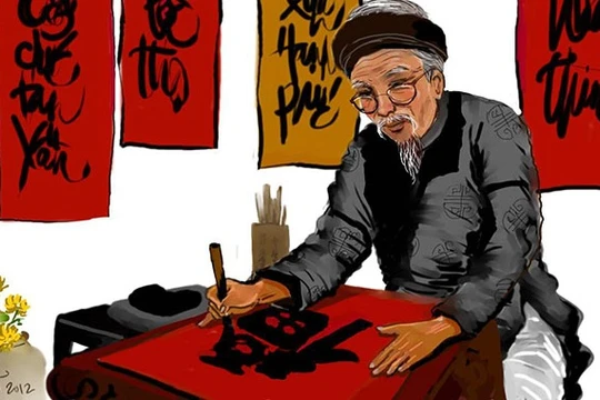 Hình ảnh "ông Đồ già" quen thuộc mỗi độ xuân về. (Ảnh: Internet)