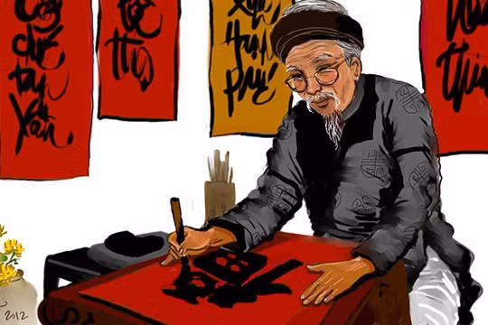 Hình ảnh "ông Đồ già" quen thuộc mỗi độ xuân về. (Ảnh: Internet)