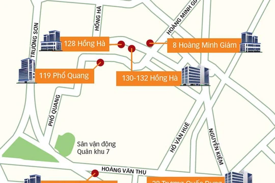 Vị trí 7 khu đất của Novaland đang tạm dừng chuyển đổi mục đích để rà soát pháp lý - Đồ họa: T.ĐẠT