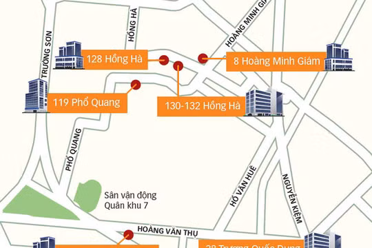 Vị trí 7 khu đất của Novaland đang tạm dừng chuyển đổi mục đích để rà soát pháp lý - Đồ họa: T.ĐẠT