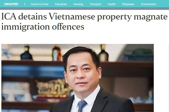 Hình ảnh Vũ "nhôm" trên báo The Straitimes (Singapore)