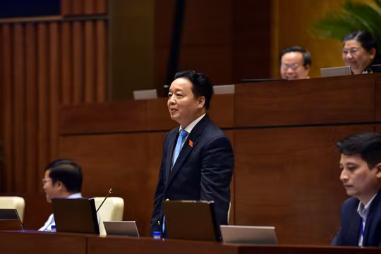 Bộ trưởng Bộ TN&MT trả lời trước QH - Ảnh: VGP