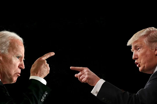 Cuộc quyết đấu giữa ông Trump và ông Biden sẽ bước vào giai đoạn quyết liệt nhất khi các ứng viên chuẩn bị tranh luận trực tiếp trên truyền hình. Ảnh: Bloomberg.