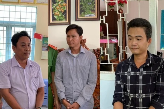 Ba "cò đất" bị lực lượng Công an tỉnh Trà Vinh bắt giữ vì có hành vi “Vi phạm quy định về quản lý, sử dụng tài sản nhà nước gây thất thoát, lãng phí". Ảnh: thanhnien.vn