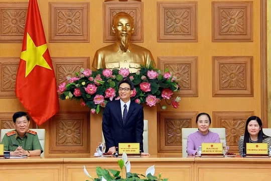 Phó Thủ tướng Vũ Đức Đam phát biểu tại buổi gặp mặt. 