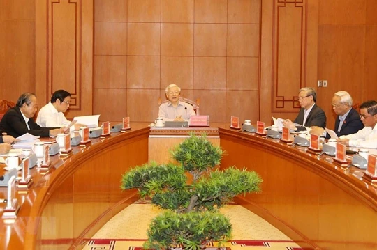 Tổng Bí thư, Chủ tịch nước Nguyễn Phú Trọng phát biểu chỉ đạo cuộc họp Thường trực Ban Chỉ đạo Trung ương về phòng, chống tham nhũng.