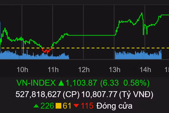 VN-Index chốt năm 2020 trên 1.100 điểm (Ảnh chụp màn hình - Nguồn: TVSI)