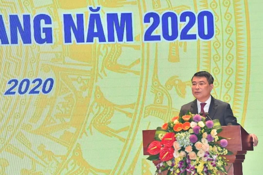 Thống đốc Lê Minh Hưng phát biểu tại hội nghị triển khai nhiệm vụ ngân hàng năm 2020 (Ảnh: SBV)