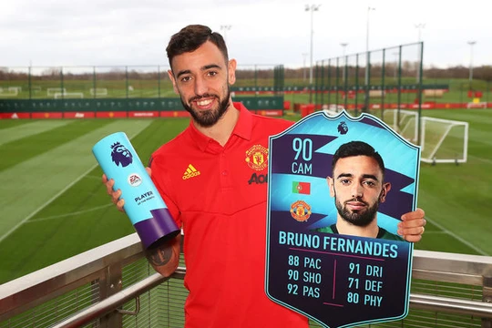 Tân binh Bruno Fernandes giành hat-trick danh hiệu Cầu thủ xuất sắc nhất tháng 2. Ảnh CLB.