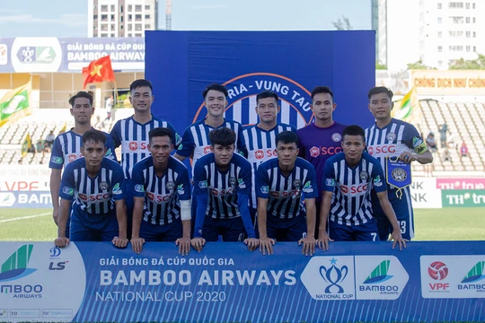 Tân binh hạng Nhất Bà Rịa-Vũng Tàu đã gây bất ngờ tại cúp quốc gia. Ảnh VPF