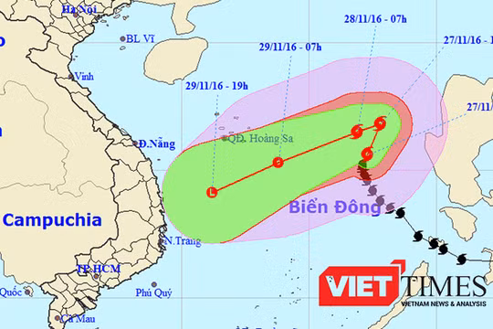 Bão số 9 đang hướng mưa lớn đổ bộ Đà Nẵng-Khánh Hoà 