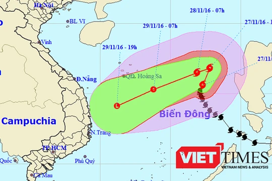 Bão số 9 đang hướng mưa lớn đổ bộ Đà Nẵng-Khánh Hoà 