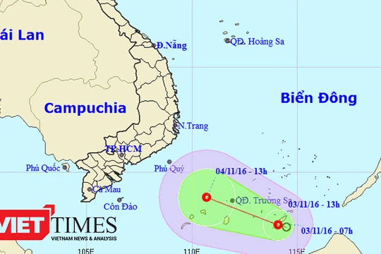 Áp thấp nhiệt đới xuất hiện trên Biển Đông