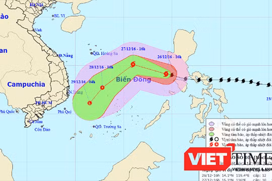 Dự báo đường đi của bão Nockten