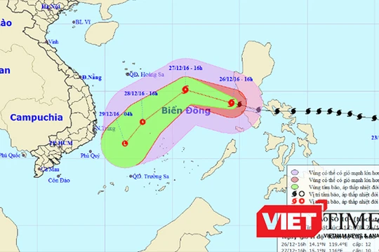 Dự báo đường đi của bão Nockten