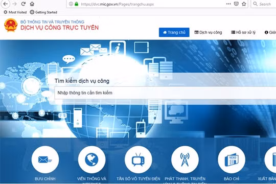 Cổng dịch vụ công trực tuyến của Bộ TT&TT