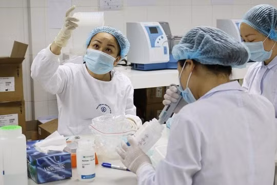 Nhân viên y tế làm việc trong phòng xét nghiệm (Ảnh - Ngọc Nga)