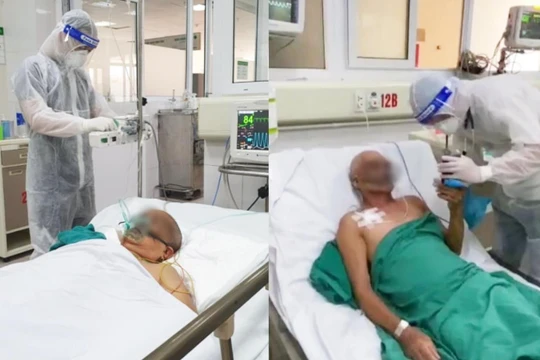 Bà A. (bên trái) và ông H. (bên phải) mắc COVID-19 nặng đều được điều trị tại Khoa Cấp cứu, Bệnh viện Bệnh Nhiệt đới Trung ương (Ảnh - MT) 