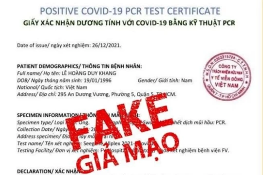 Ảnh chụp giấy xét nghiệm giả mạo 