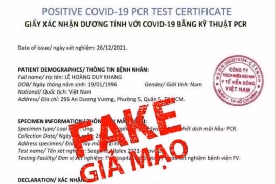 Ảnh chụp giấy xét nghiệm giả mạo 