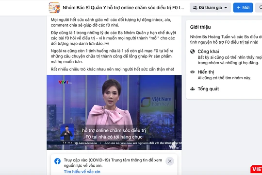 Bài viết cảnh báo về bác sĩ mạo danh trên nhóm bác sĩ Quân Y hỗ trợ online chăm sóc, điều trị F0 tại nhà của BS. Hoàng Thanh Tuấn (Ảnh - MT)
