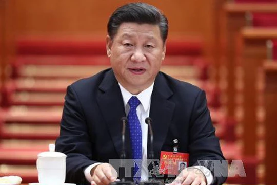 Tổng Bí thư, Chủ tịch Trung Quốc Tập Cận Bình dự Đại hội đại biểu toàn quốc lần thứ XIX của Đảng Cộng sản Trung Quốc sáng 18/10. Ảnh: THX/TTXVN