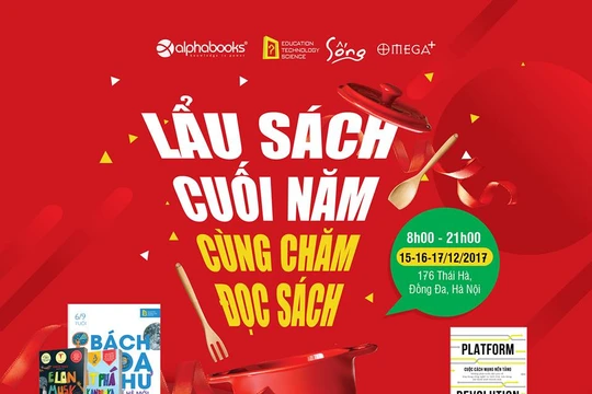 Việc gọi một chương trình Hội sách là "Lẩu sách" và định hướng tiếp cận khách hàng kiểu "bán sách theo cân" đã bị sự phản ứng quyết liệt của cộng đồng. Hình minh họa: poster do Alpha Books công bố.
