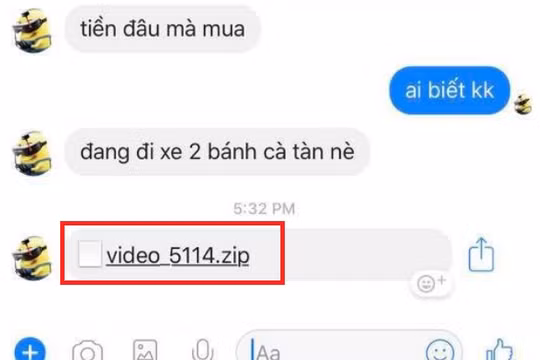 Chính vì tập tin được gửi đến từ một người bạn nên hầu hết người dùng đều thiếu cảnh giác, nhanh chóng tải về và mở ra xem tập tin này. Ảnh chụp màn hình.