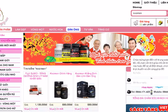 Sản phẩm Kvoimen được bán trên trang web www.lamdephoanmy.com bị khuyến cáo không nên mua, sử dụng do trang web này có quảng cáo vi phạm.