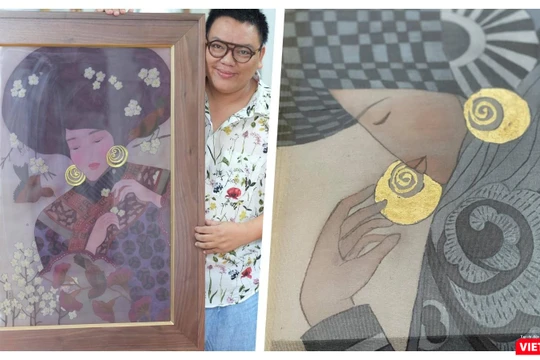 Hoạ sĩ Hà Hùng Dũng cho biết không dễ để vượt qua thử thách với tranh lụa - Ảnh: Hoà Bình