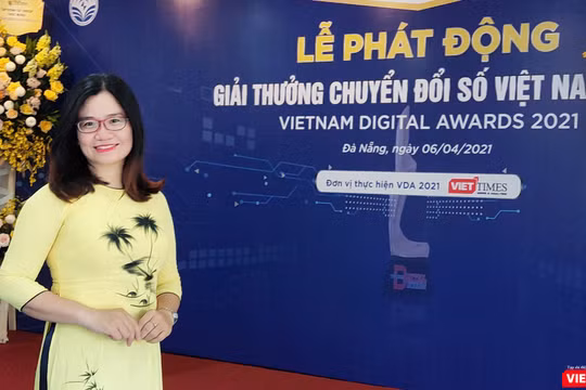 TS Nguyễn Quang Như Quỳnh - Giảng viên Khoa Khoa học Công nghệ tiên tiến - Trường Đại học Bách Khoa - Đại học Đà Nẵng tại cuộc họp báo phát động Giải thưởng chuyển đổi số Việt Nam 2021 (Ảnh: Hoà Bình) 