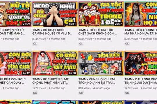 Trên kênh TIMMY TV phát tán nhiều nội dung độc hại, không phù hợp với trẻ em - Ảnh chụp màn hình. 