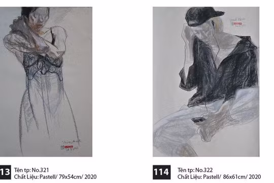 Tác phẩm trưng bày trong triển lãm "Nét và Hình" của hoạ sĩ Nguyễn Dương Đính (Ảnh: Họa sĩ cung cấp) 