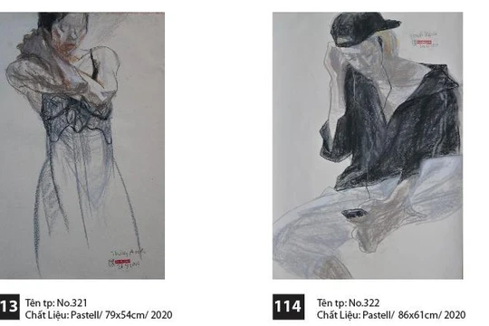 Tác phẩm trưng bày trong triển lãm "Nét và Hình" của hoạ sĩ Nguyễn Dương Đính (Ảnh: Họa sĩ cung cấp) 