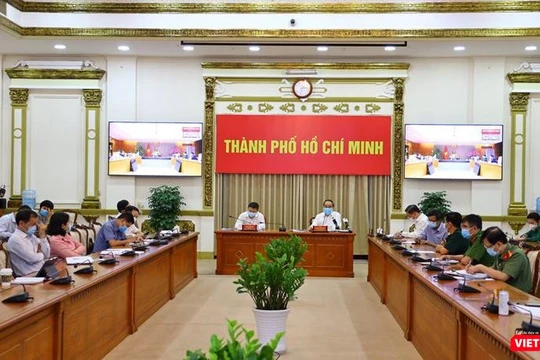 Ban Chỉ đạo phòng chống dịch Covid-19 quốc gia tổ chức giao ban với TP.HCM chiều 10-2 (29 Tết Tân Sửu) - Ảnh: TTBC