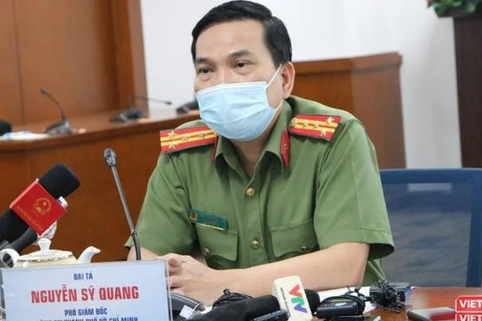 Đại tá Nguyễn Sỹ Quang - Phó Giám đốc Công an TP.HCM tại buổi họp báo công bố khởi tố vụ án lây nhiễm dịch bệnh COVID-19 (Ảnh: Hải Linh)