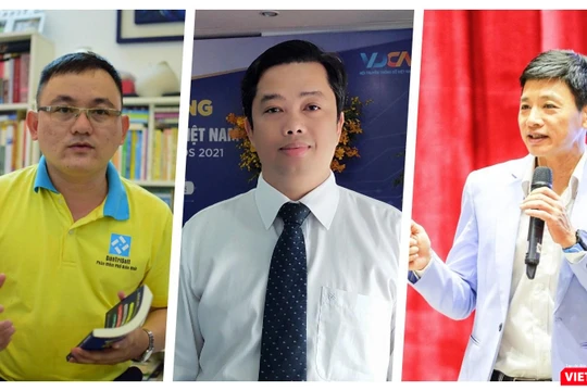 Ông Cao Trung Hiếu - CEO Dân trí Soft, ông Ngô Thanh Tùng - Phó Tổng Giám đốc SoftTech Đà Nẵng, chuyên gia tư vấn chiến lược chuyển đổi số Đào Trung Thành (Ảnh: Hoà Bình) 