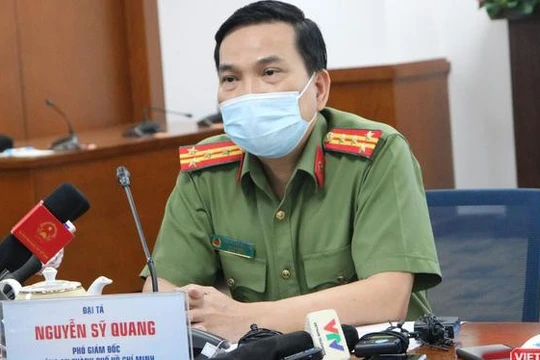 Đại tá Nguyễn Sỹ Quang - Phó Giám đốc Công an TP.HCM tại buổi họp báo công bố khởi tố vụ án lây nhiễm dịch bệnh COVID-19 (Ảnh: Hải Linh) 