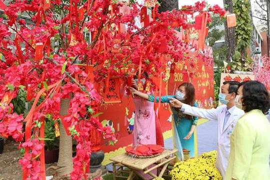 Đường hoa Xuân tại BV Chợ Rẫy do chính tay y bác sĩ thực hiện (Ảnh: BVCC) 