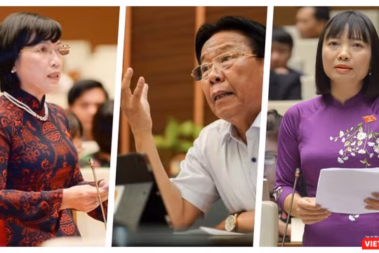 Các đại biểu có ý kiến về Quốc hội điện tử (Ảnh: Hoà Bình ghép) 