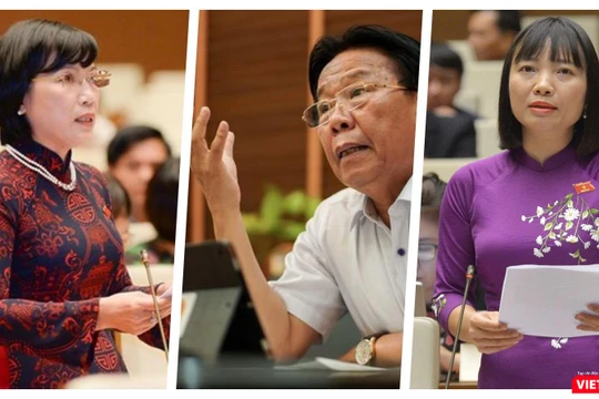 Các đại biểu có ý kiến về Quốc hội điện tử (Ảnh: Hoà Bình ghép) 