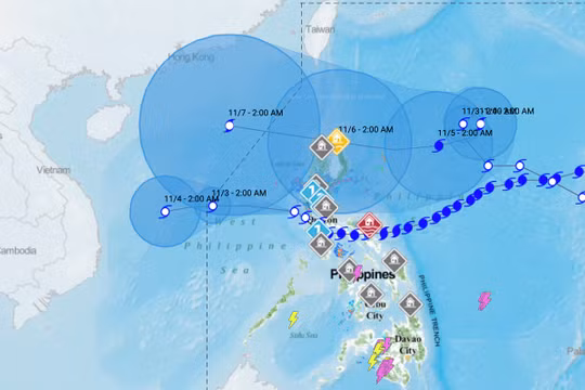 Dự báo đường đi của bão số 10 (bãi Goni) và bão Atsani của cơ quan khí tượng Philippines