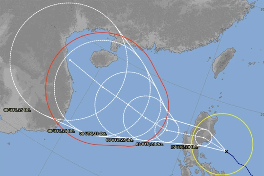 Bản đồ dự báo diễn biến bão số 8 (bão Saudel) của cơ quan khí tượng Nhật Bản