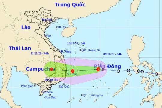 Dự báo đường đi của bão số 12