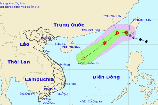 Đường đi của bão Atsani trên biển