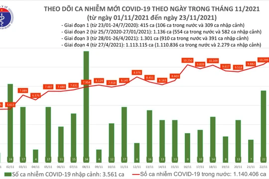 Tin COVID-19 hôm nay 23/11: 11.132 ca nhiễm mới, trong đó 6.010 ca trong cộng đồng